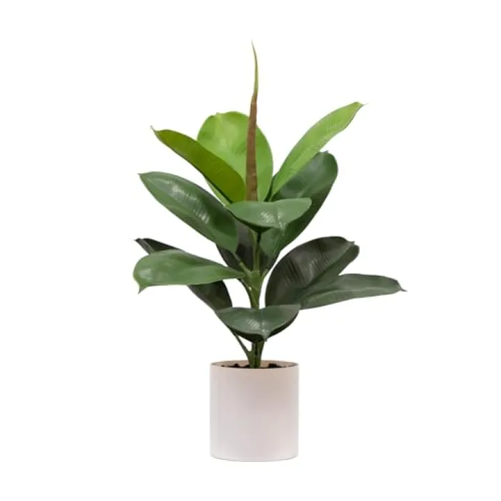 Nearly Natural 20-Inch Artificial Fiddle Leaf Fig Plant in Plastic Planter