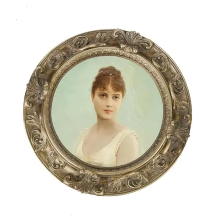 FR PARAFAYER Vintage Small Picture Frame 4x4,Antique Ornate Round Photo Frame with Glass Front,Retro Home Decor Art Gallery (Bronze)