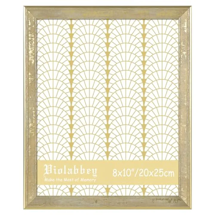 VIOLABBEY 8x10 Picture Frames Gold, Vintage Frames for Photo without Mat for Tabletop or Wall Hanging