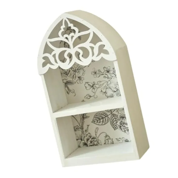 TPAUFY Victorian Styles Wood Floating Display Shelf with Intricate Pattern Multilayer Crystal Home Decors Accent Unique Gifts