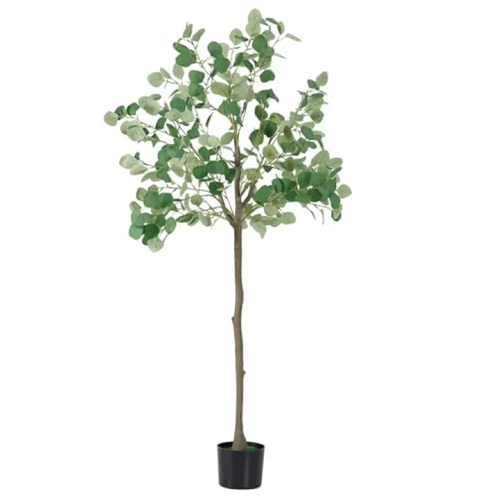 Artificial Eucalyptus Tree 5FT, Tall Fake Potted Plant with Nursery Pot, Faux Eucalyptus Tree for Home Office Decor, Indoor Decorative Artificial Plants for Living Room Bedroom