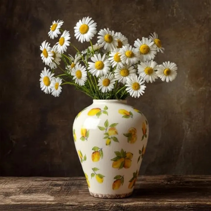 YokiiiMakiii Vintage Lemon Ceramic Vase, Ice Glazed Crack Farmhouse Pitcher Vase for Shelf, Centerpiece Table,Room,Bathroom,Bedroom,Living Room,Office Decorations(7.8 inch)