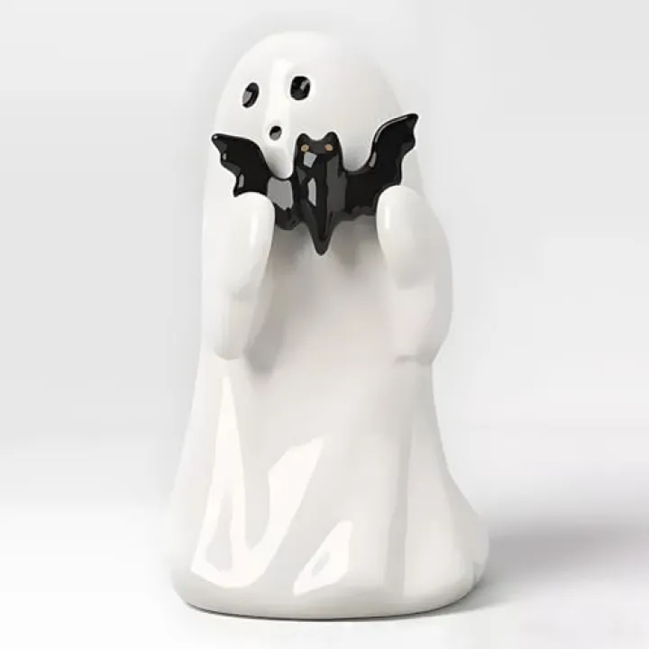 CHALAIR Cute Ghost Statue, Halloween Decoration, Finger Sculpture, Home Decor, Humorous Desktop Art Piece (Bat Ghost)