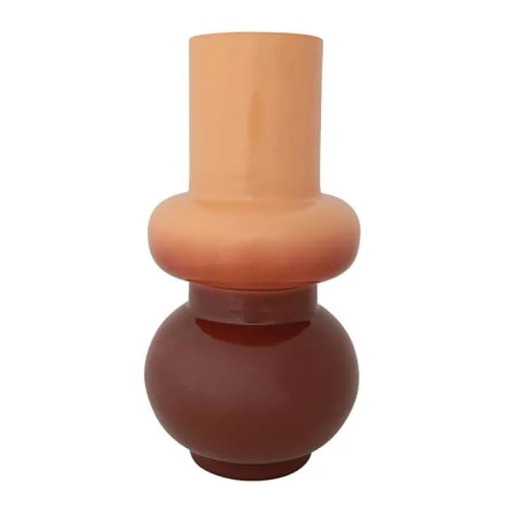 Bloomingville Enameled Metal Indoor/Outdoor Vase, Rust and Nude Color Ombre
