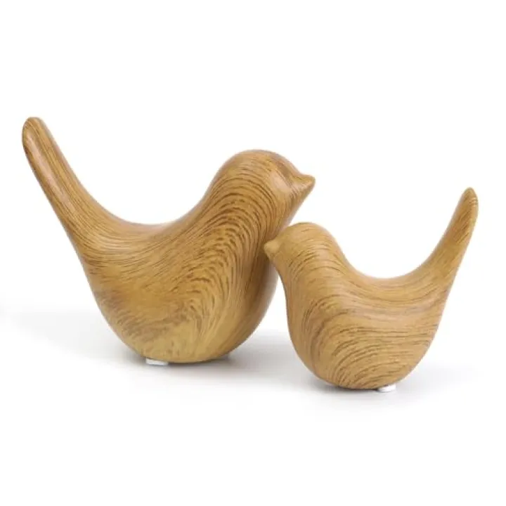 Notakia Wood Look Ceramic Birds Statues Home Decor Modern Style Decorative Ornaments for Living Room, Bedroom, Office Desktop, Pottery barn Decor