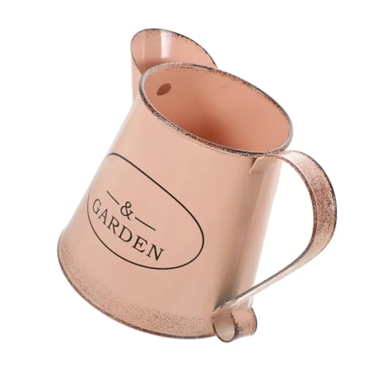 SOLUSTRE Retro Vintage Iron Flower Pot Pitcher Vase Classic Galvanized Planter for Indoor Outdoor Garden Decoration Stylish Xin Pink Flower Holder for Balcony Living Patio