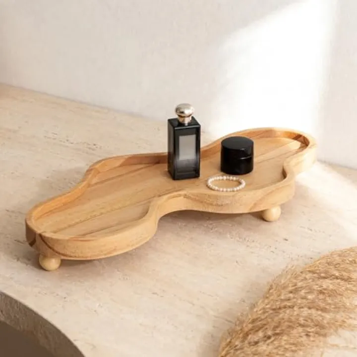 Wood Cloud Tray, Boho Cloud Jewelry Tray for Perfume & Rings, Decorative Wooden Trinket Dish for Dresser, Room Aesthetic Decor, Housewarming Gift