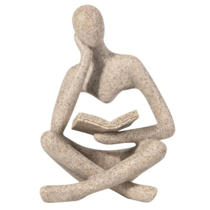 RHXRAF Bookshelf Decor, Coffee Table Decor, Library Decor Sculptures - Abstract Thinker Statue, Resin Modern Art Sculptures for Living Room, Office Desk,Home Decor (Beige)
