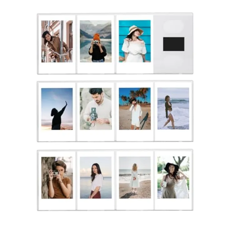 HIYQIN 2x3 Acrylic Fridge Magnetic Frame for Instax Mini EVO/12/11/SE/Liplay/41/40/99/90 Films, Photo Frame Refrigerator Magnet Frame, 3 Inch Picture Clear Display Frame - 4-grid(3 Packs)