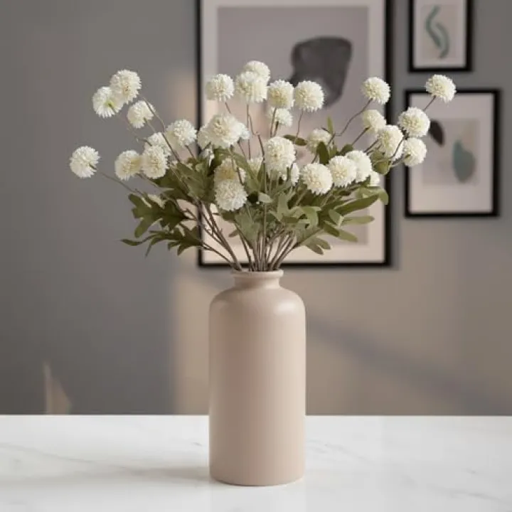 Hylmyrious Artificial Hydrangea Flowers Fake Hydrangeas Faux Flowers Bouquet Artificial Plants for Wedding Home Office Decor Excluding vases-（Milk White 10 PCS）