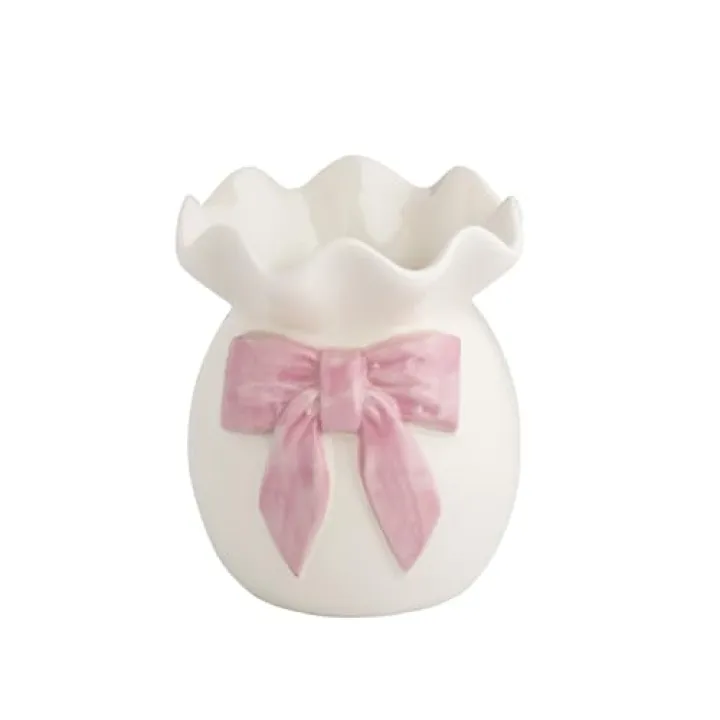 Mud Pie Valentine's Day Big Bow Ruffle Bud Vase