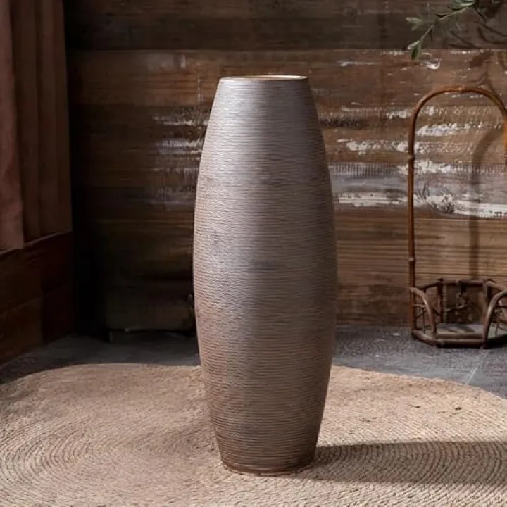 Tall Ceramic Floor Vase-23.6 inches (60cm) Vintage Ceramic Sturdy Home Decor Floor Textured Tall Vases for Living Room Entryway Decor