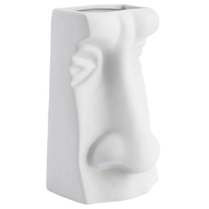 HAKIDZEL Nordic Style White Ceramic Face Vase Artistic Dried Flower Vessel Home Office Decor Minimalist Chic Decorative Container for Living Bedroom Table Display