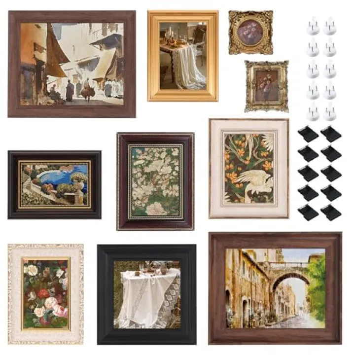 10 Pack Vintage Picture Frames for Wall or Tabletop Display Ornate Vintage Picture Frames Vintage Wall Art for Gallery Bedroom Living Room Antique Photo Frame for Wall Décor