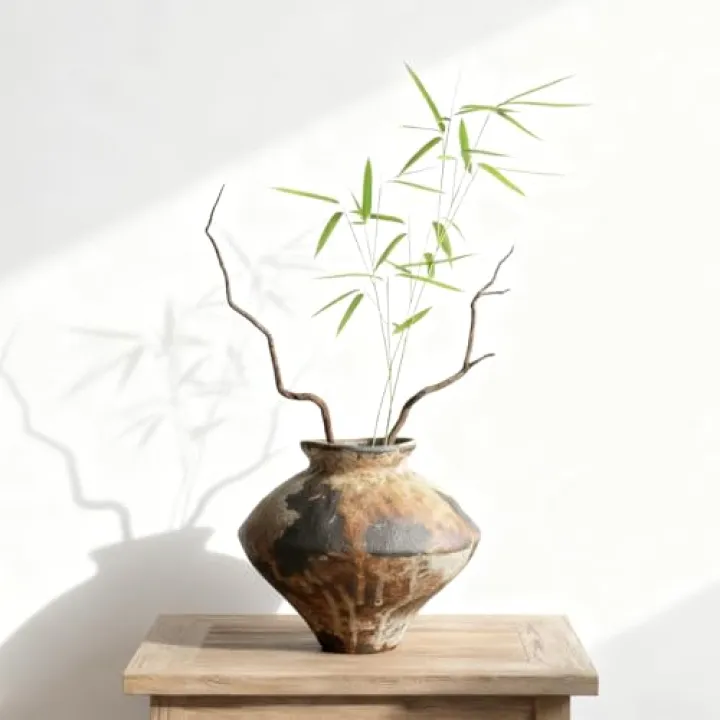 Wabi-Sabi Style Handmade Coarse Pottery Vase | Rustic & Retro Decorative Vase for Every Space