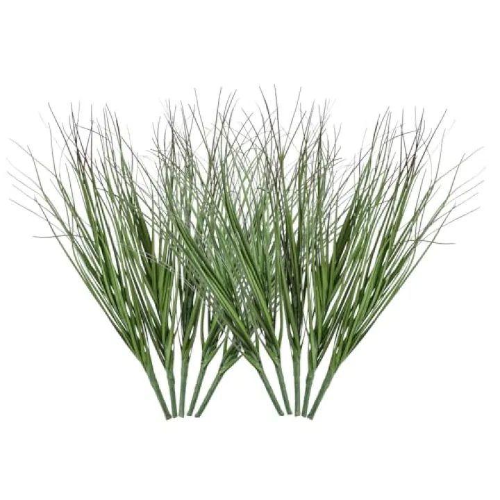 Sorcristy 10 Pcs Artificial Grass Plants, Shrubs Wheatgrass Greenery Stems, UV Resistant Onion Grss, Artificial Flower with Greenery Stems for Indoor Home Decoration (Green Red Tail)