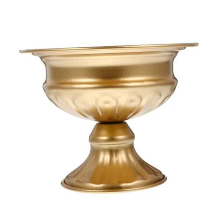 SHINEOFI Retro European Style Iron Vase for Flower Arrangement Golden Metal Desktop Flower Container Vintage Decorative Garden Adornment Artistic Table Centerpiece for Weddings and Parties