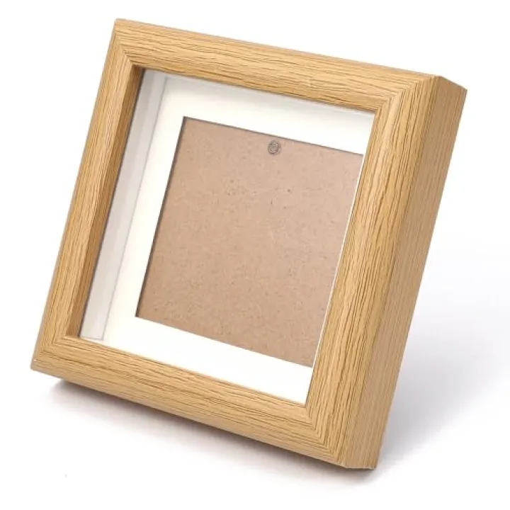 5x5 Small Shadow Box Picture Frame Display Case with Soft Linen Back, Wooden Memory Shadow Box Frame for Memorabilia Flower Awards Medals Wedding Photos, Natural Wood Color