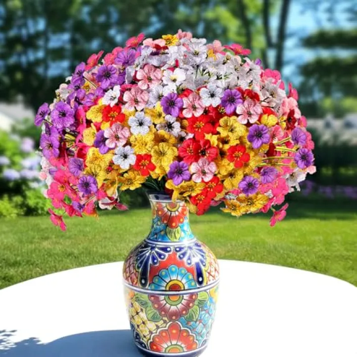 SZFIXEZ Mixed Color Artificial Flowers - 12 Bundles 5 Branches Each, Realistic Fade Resistant Fake Flowers, Indoor Outdoor Decor for Home Wedding Garden Party, Spring Summer Floral Arrangements