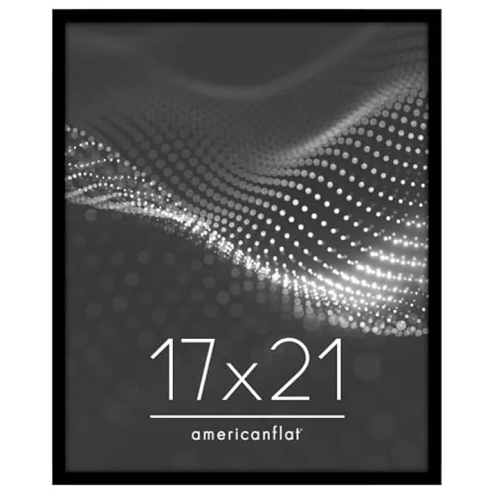 Americanflat 17x21 Picture Frame with Polished Plexiglass - Streamline Collection - Thin Border Picture Frame for Wall Display - Hanging Hardware Included - Black