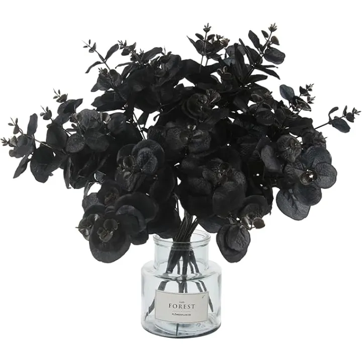 Black Artificial Eucalyptus Stems Faux Eucalyptuses Branches Halloween Home Décor