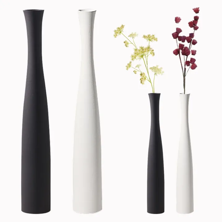 40cm Modern Ceramic Vase White Black Plants Ornaments Minimalist Vase for Living Room Home Office Party Decoration Flower Bottle