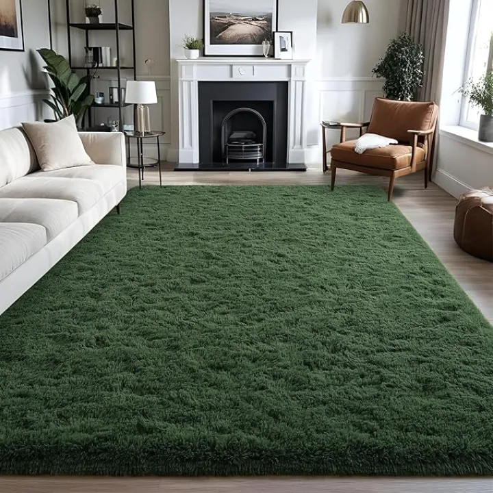 Jocovieh Soft Deep-Green Rugs for Bedroom