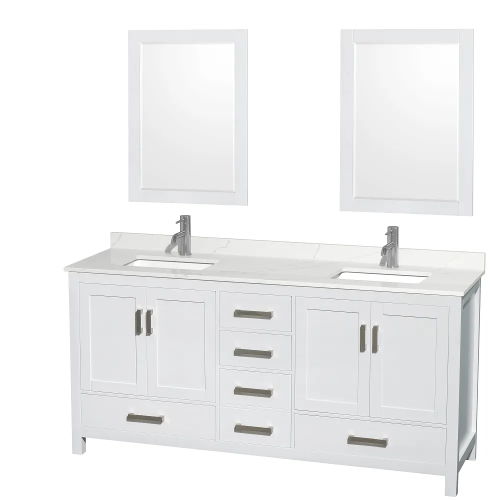 Sheffield 72" Double Bathroom Vanity by Wyndham Collection - White