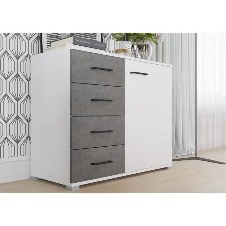 Комод для одежды, Nova, 900х410х742, Белый/Бетон