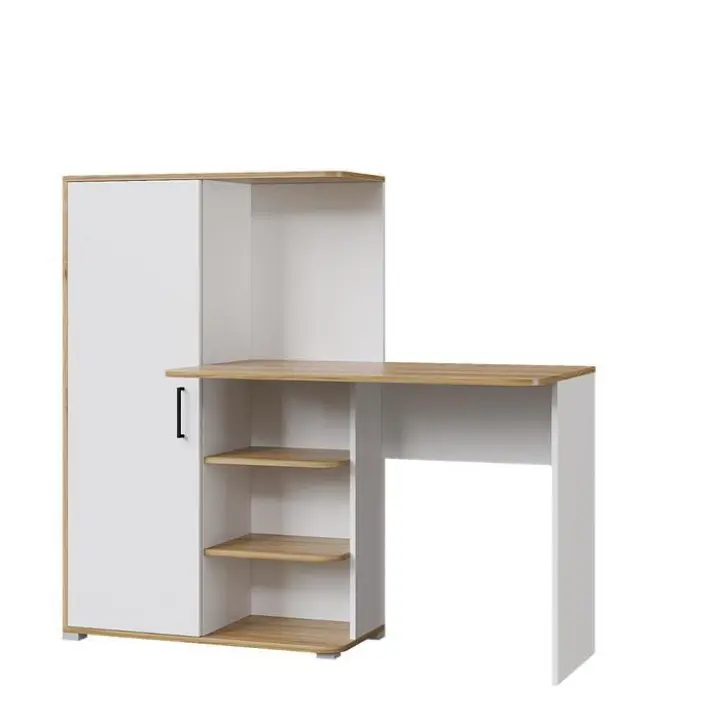 Стол компьютерный, письменный с полками Лайт Дуб белый 142x128x35,6 см / стол компьютерный игровой, угловой для школьника / мебель для дома