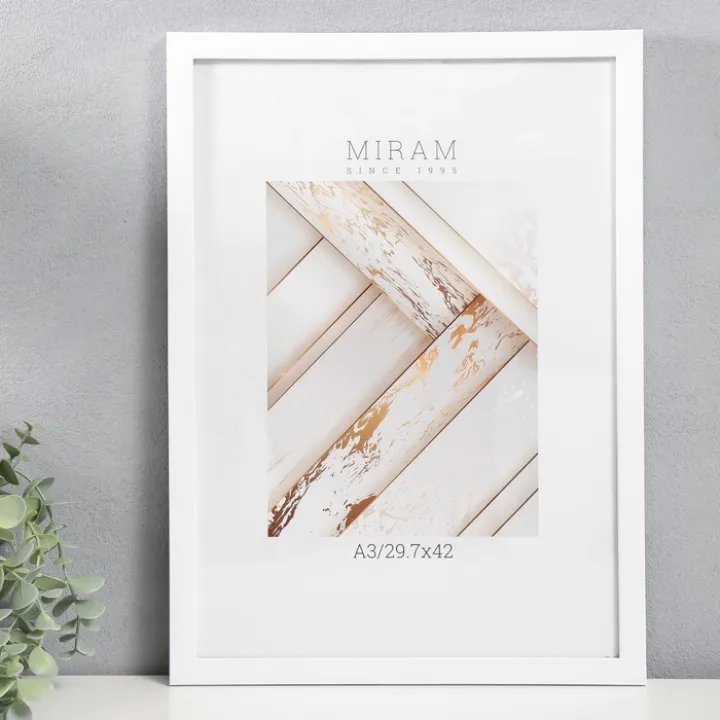 Рамка для фото 30х42 / фоторамка пластиковая А3 / МИРАМ белая