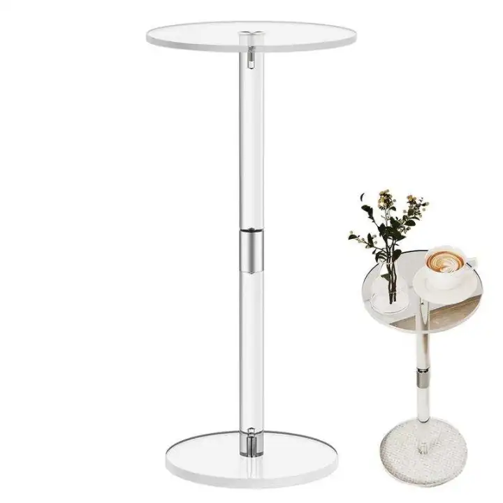 Acrylic Transparent Coffee Clear Drink Table Small Round End Modern Living Room bedside Table Acrylic desk Home Decorations
