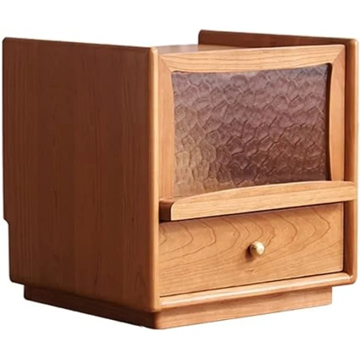 End Table with Storage Glass Drawers, Bedrooms Nightstand End Table