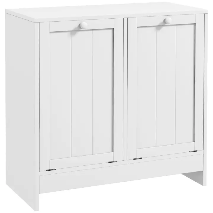 kleankin Modern Laundry Room Cabinet with Dual Tilt Hampers