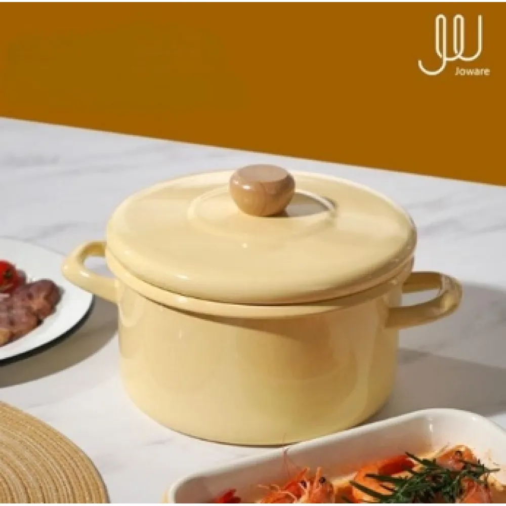 Stockpot Yellow Inside And Outside Thicker Steel For Kitchen