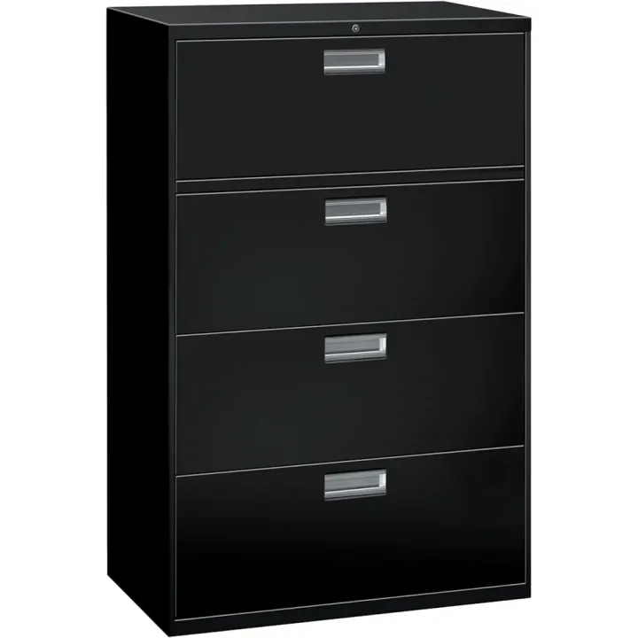HON 2 Drawer Lateral File Cabinet with Lock, Metal Filing Cabinets for Offices, Hanging Files, and Under Desk, 18" Deep, Black