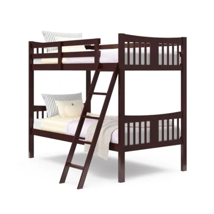 Storkcraft Caribou Bunk Bed Twin Over Twin Bunk Bed (Espresso) - GREENGUARD Gold Certified, Twin Bunk Beds for Kids, Converts to 2 Individual Twin Beds, Bunk Beds for Kids