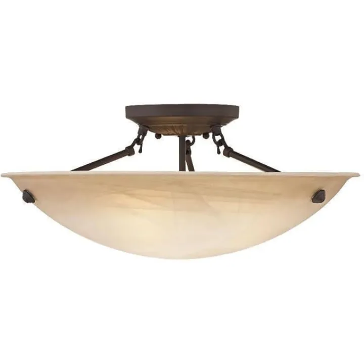 Livex Lighting 5626-07 Home Basics 3 Light Bronze Semi Flush Mount with Honey Alabaster Glass