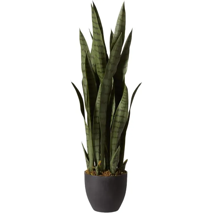 Nearly Natural, Green 4855 35in. Sansevieria with Black Planter