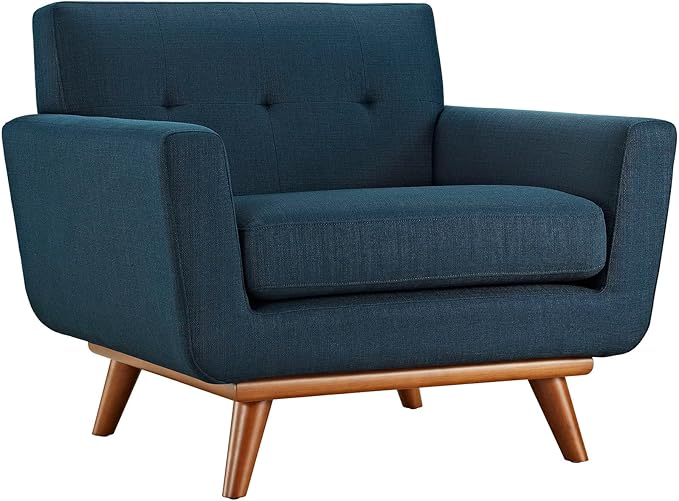 Modway Engage Mid-Century Modern Upholstered Fabric Accent Arm Lounge Chair in Azure, Armchair