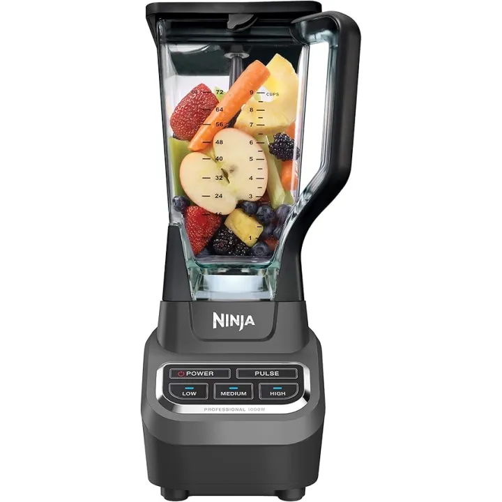 Ninja Professional Blender 1000W, Total Crushing Technology for Smoothies, Ice Crushing & Frozen Fruit, Full-Size Countertop Blender, 72-oz. Pitcher, Black & Grey, BL610