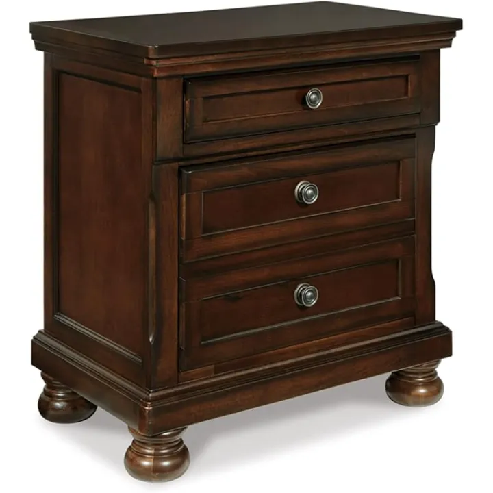 Signature Design by Ashley Porter Classic 2 Drawer Nightstand with Dovetail and Ball-bearing Construction, 29.88" Tall, Dark Brown