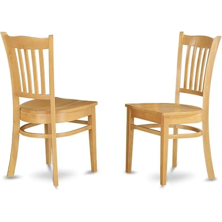 East West Furniture GRC-OAK-W Groton Kitchen Dining Chairs - Slat Back Wooden Seat Chairs, Set of 2, Oak