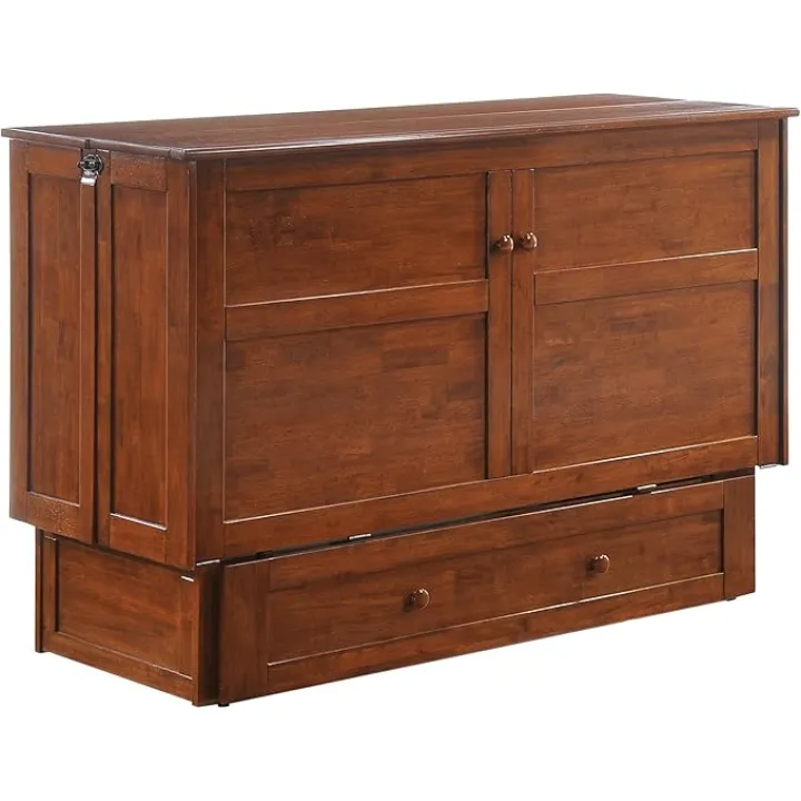 Night & Day Furniture Murphy Cabinet Bed with Mattress, Cherry, Queen