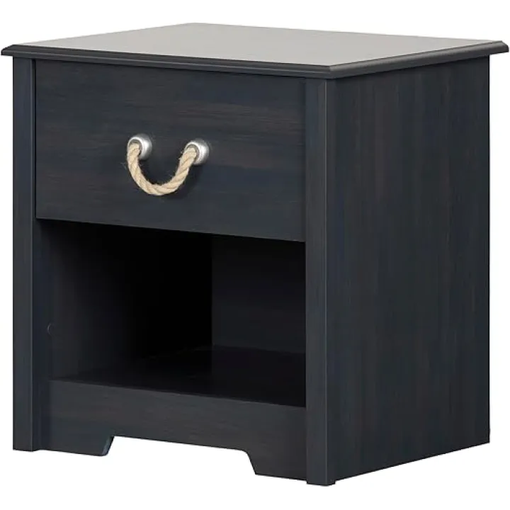 South Shore Aviron 1-Drawer Nightstand, Blueberry with Rope Handle 55.2 cm x 44.5 cm x 57.2 cm (D x W x H)