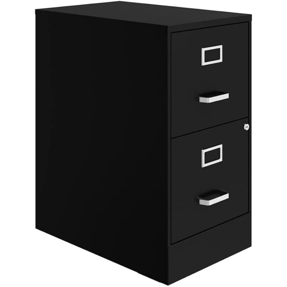 Pemberly Row 2 Drawers 26.7" Vertical Black Metal Filing Cabinet Lockable Pre-Assembled Stationary Letter Size for Home, Office