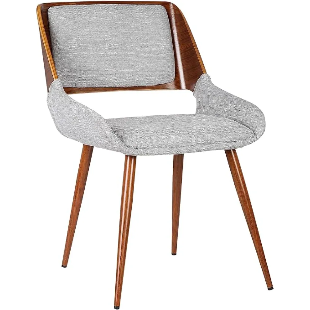 Armen Living Panda Mid-Century Dining Chair Walnut Finish and Gray Fabric