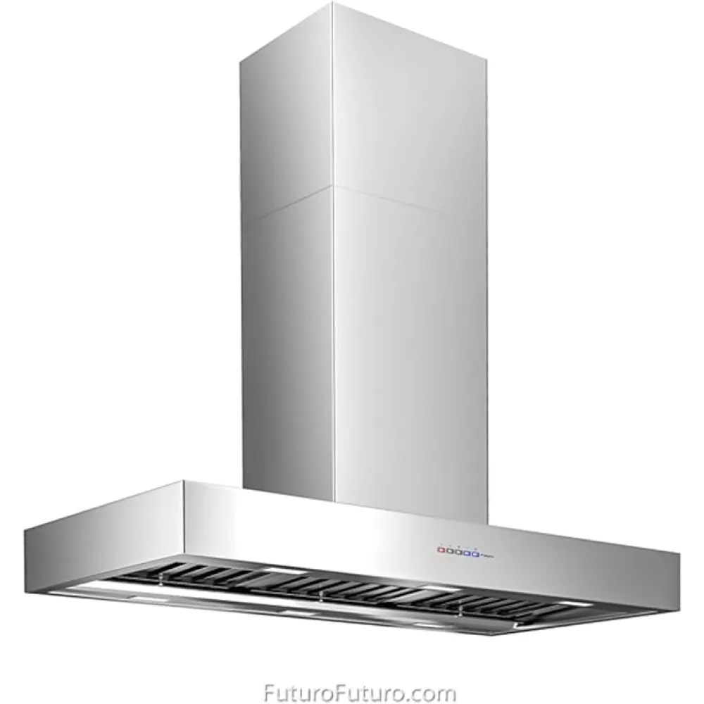 Futuro Futuro Lineare 48 Inch Island-mount DUCTED ONLY Range Hood, Modern Stainless Steel Design, LED, Ultra-Quiet, with Blower