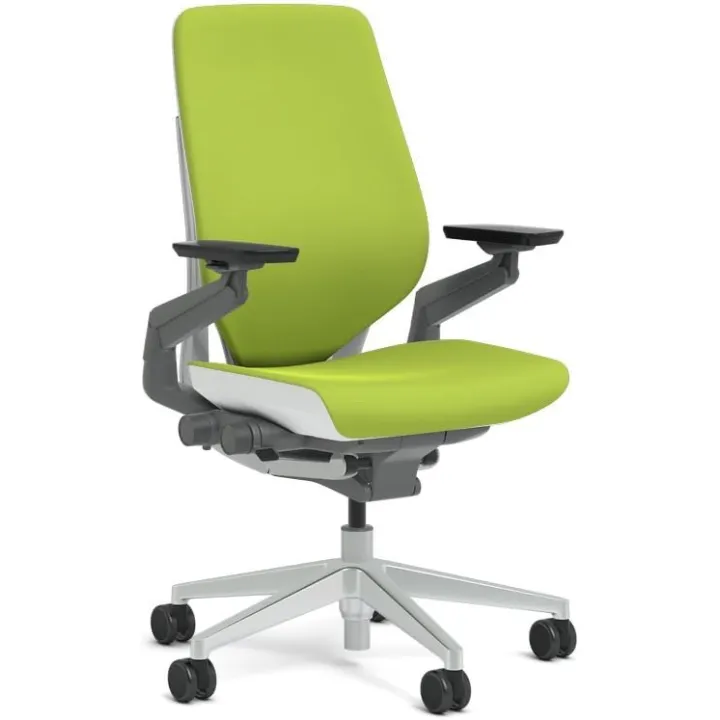 Steelcase Gesture Task Chair: Shell Back - Platinum Metallic Frame/Base/Seagull Accent - Standard Carpet Casters