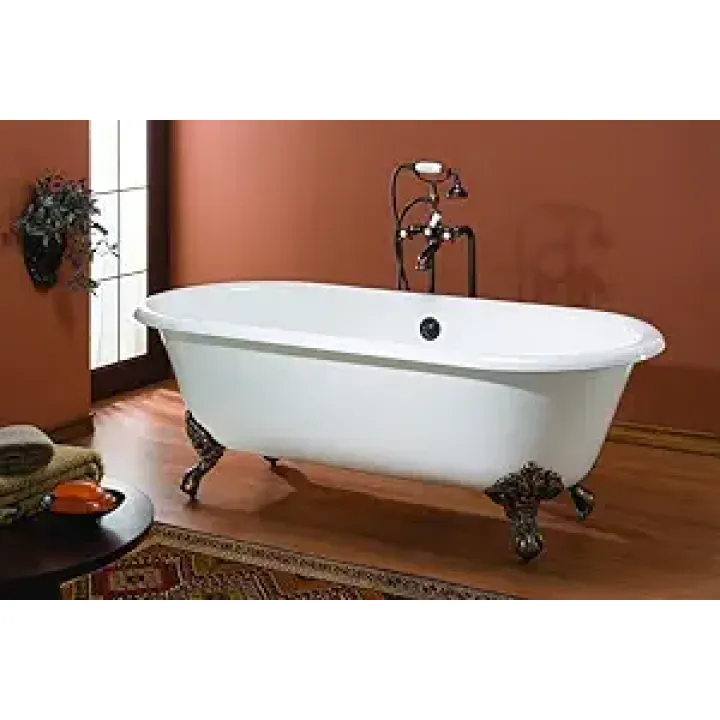 Cheviot 2110-BB-8-BN Products Regal Cast Iron Bathtub with Flat Area for Faucet Holes 8" Drilling, 24" x 68" x 31", Brushed Nickel